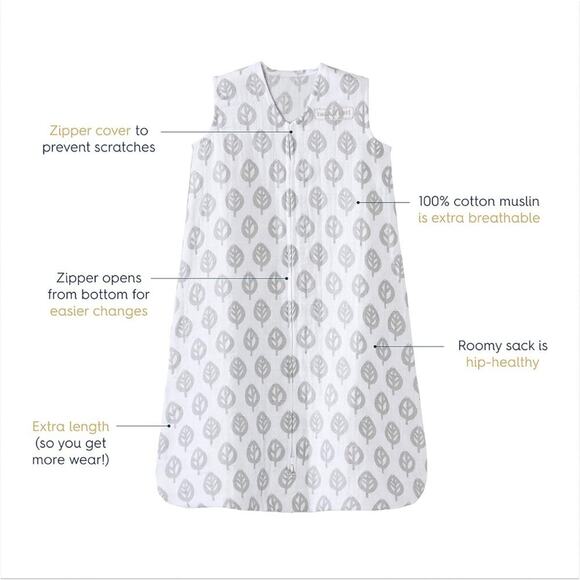 HALO Sleepsack, 100% Cotton Muslin Wearable Blanket, Swaddle Transition - Picture 3 of 4